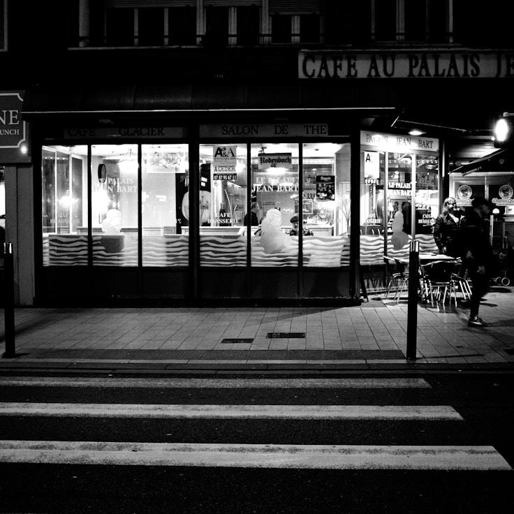 Entertainment zone at night in United States